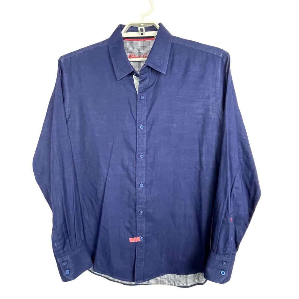 Robert Graham XL Blue Plaid Tailored Shirt Long Sleeve Designer Smart